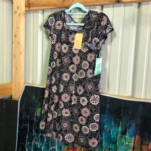 SJS petite dress size large navy with white and shades of mauve